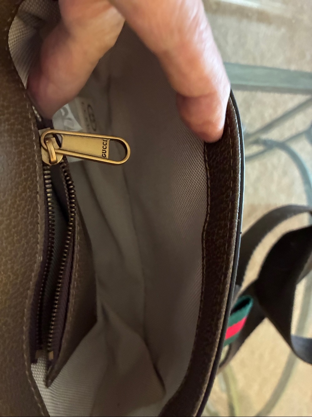 Beige Supreme Crossbody with Green-Red Web Stripe copy - Picture 9 of 14